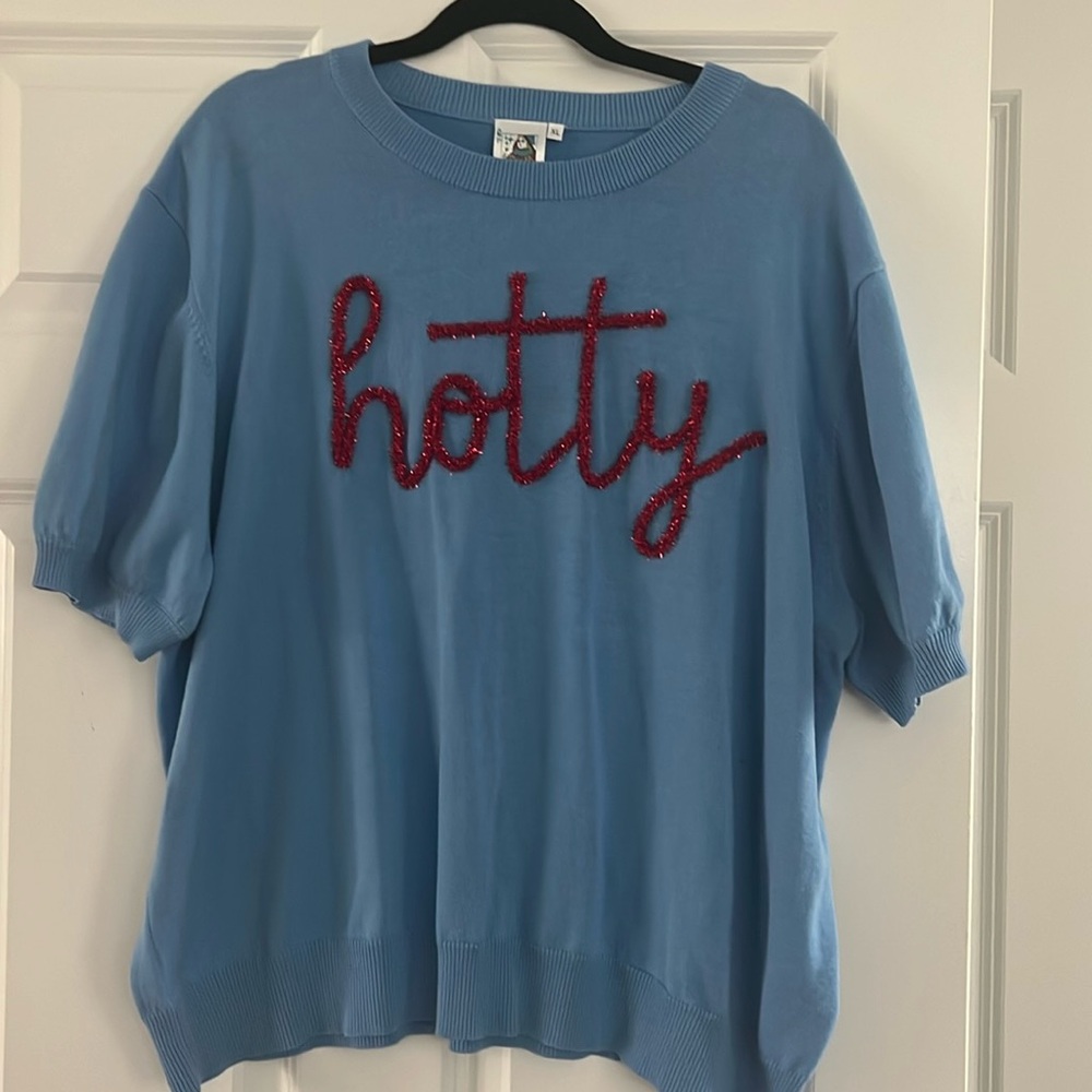 Ole Miss Queen of Sparkles Hotty Toddy sweater light blue XL NWOT